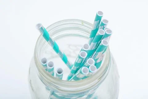 Plastic drinking straws, Single use plastic straw Stock Photos