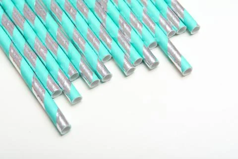 Plastic drinking straws, Single use plastic straw Stock Photos