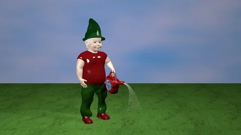 A plastic dwarf with a can Stock Footage 76637867