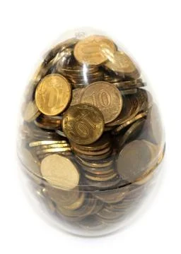 Plastic Easter egg and Russian rubles Stock Photos