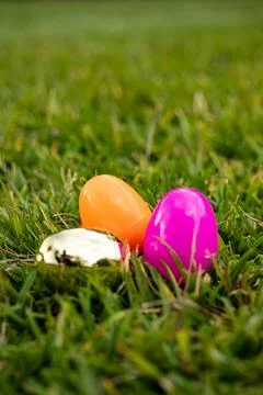 Plastic Easter eggs Foto stock