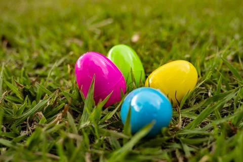 Plastic Easter eggs Stock Photos