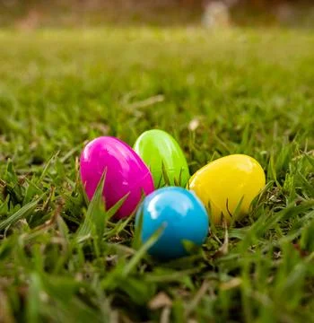 Plastic Easter eggs Stock Photos