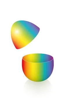 Plastic Egg Halves Base Raised Lid Rainbow Colored Jar Stock Illustration