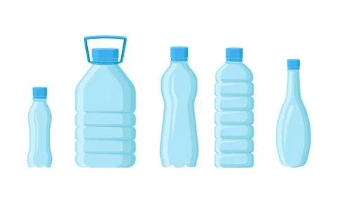 Plastic Empty Volume Bottles Vector Isolated Set Stock Illustration