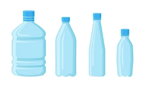 Plastic Empty Volume Bottles Vector Isolated Set Stock Illustration