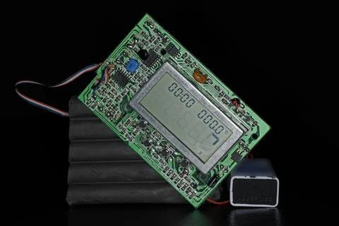 Plastic explosive with timer and display dummy studio photography with black Stock Photos