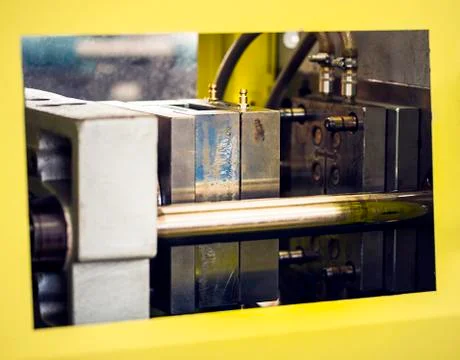 PLastic extruder machine with a mould Foto stock