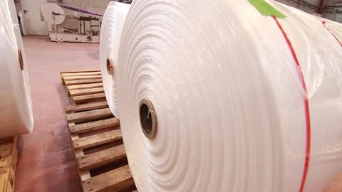 Plastic factory rolls Stock Footage 72413119