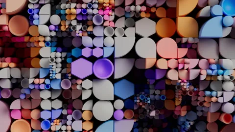 Plastic figures move up and down, animation of colored shapes, Quadtree Stock Footage 236484362