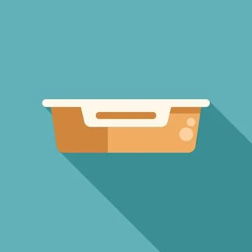 Plastic food container with lid flat design icon with side shadow Stock Illustration