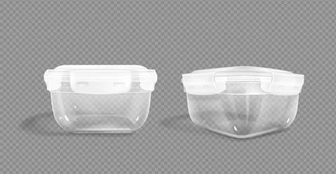 Plastic food containers clipping path, lock lids. Stock Illustration