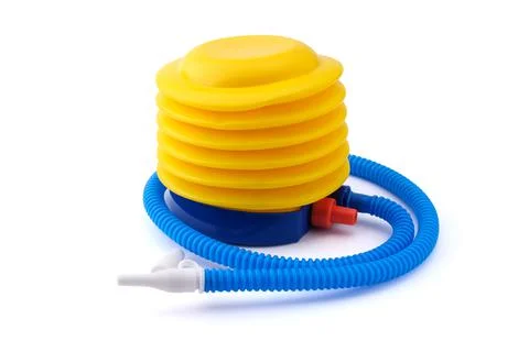 Plastic foot pump isolated on white background. Stock Photos
