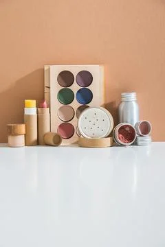 Plastic free cosmetics for make up Stock Photos