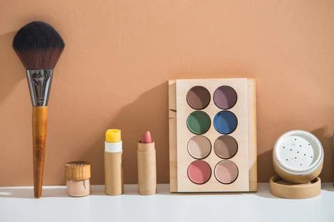 Plastic free cosmetics for make up Stock Photos