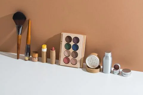 Plastic free cosmetics for make up Stock Photos