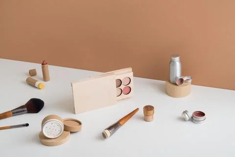 Plastic free cosmetics for make up Stock Photos