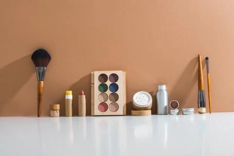 Plastic free cosmetics for make up Stock Photos
