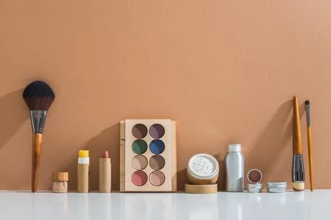 Plastic free cosmetics for make up Stock Photos