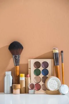 Plastic free cosmetics for make up Stock Photos