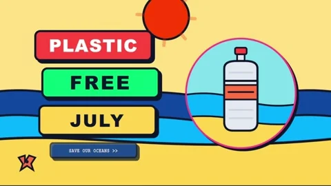 Plastic Free July Banner Animation for Environmental Awareness Stock Footage 337780091