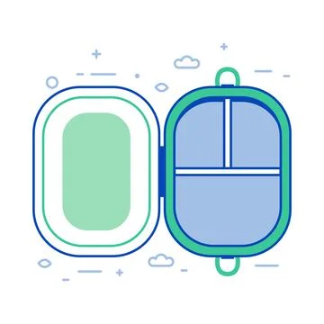 Plastic Free Lunch Box Container in Line Art Stock Illustration