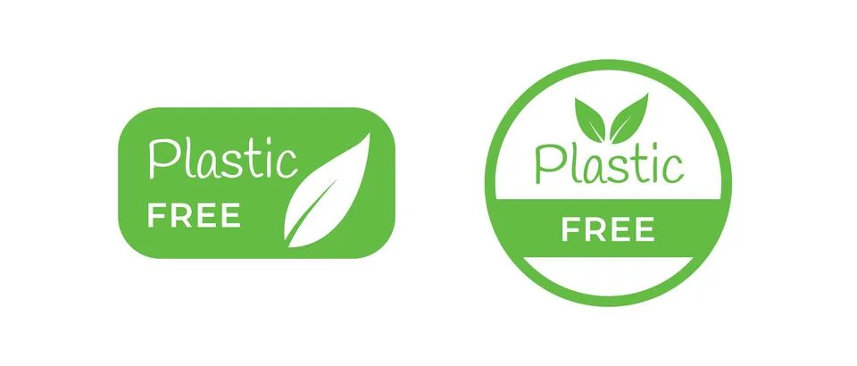 Plastic free stamp in 2 variations Stock Illustration