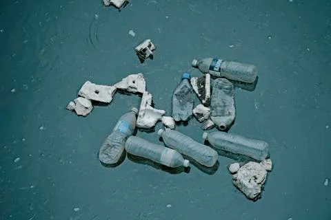 Plastic garbage at beach, India Stock Photos