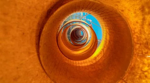 Plastic garbage chute from the inside Stock Photos