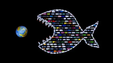 Plastic garbage destroying our world oceans - ecology concept Video stock 94828511