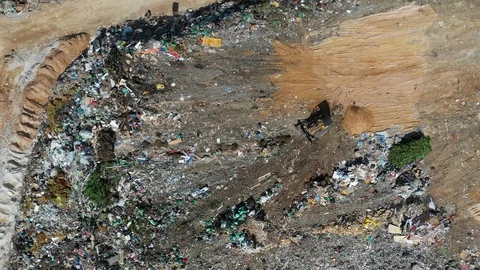 Plastic garbage dumped at landfill Video stock 108208211