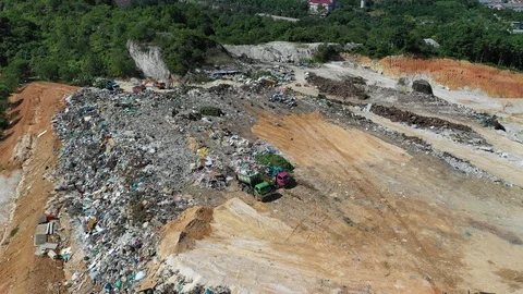 Plastic garbage dumped at landfill Video stock 108208280