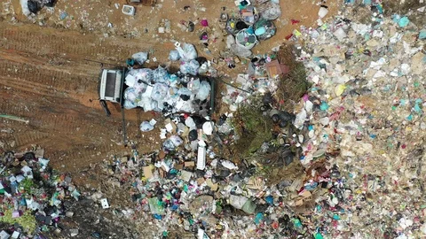 Plastic garbage dumped at landfill Stock Footage 108712624