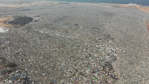 Plastic garbage dumped at landfill Stock Footage 108713119