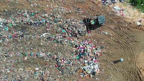Plastic garbage dumped at landfill Video stock 109522834
