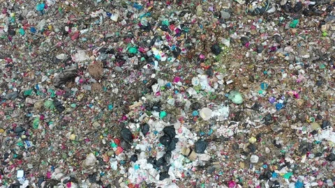 Plastic garbage dumped at landfill Stock Footage 111405436