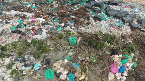 Plastic garbage dumped at landfill Video stock 115688102