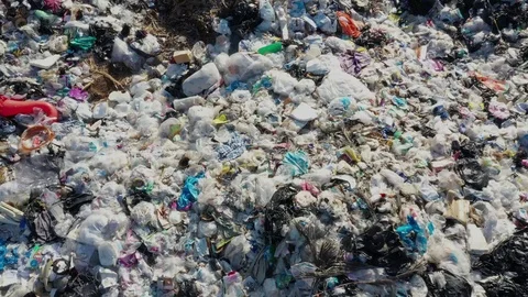 Plastic garbage dumped at landfill Video stock 122971394