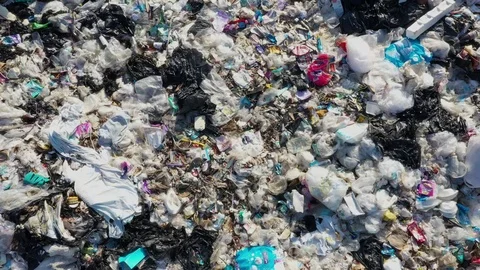 Plastic garbage dumped at landfill Stock-Footage 122994488