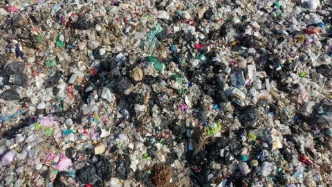 Plastic garbage dumped at landfill Stockbeeldmateriaal 123042228