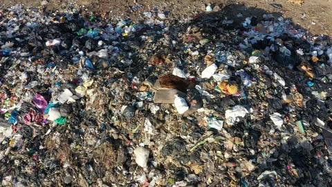 Plastic garbage dumped at landfill Stock Footage 123091137