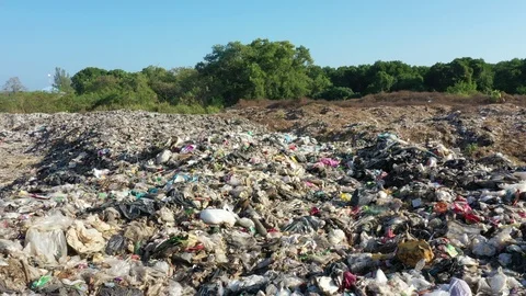 Plastic garbage dumped at landfill Stock Footage 123091174