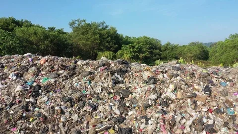 Plastic garbage dumped at landfill Stock Footage 123387638