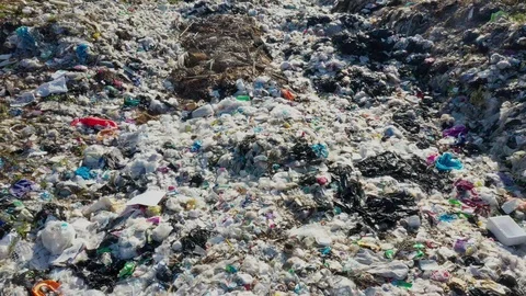 Plastic garbage dumped at landfill Stock Footage 123445244