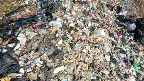 Plastic garbage dumped at landfill Stock Footage 123467700