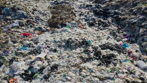 Plastic garbage dumped at landfill Stock Footage 123472334