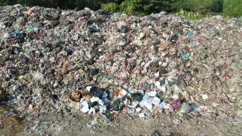 Plastic garbage dumped at landfill Stock Footage 123550223