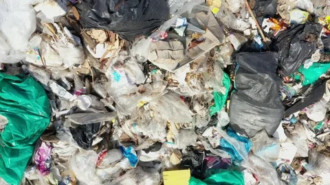 Plastic garbage dumped at landfill Stock Footage 123749458