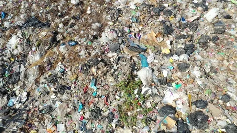 Plastic garbage dumped at landfill Stock Footage 123818300