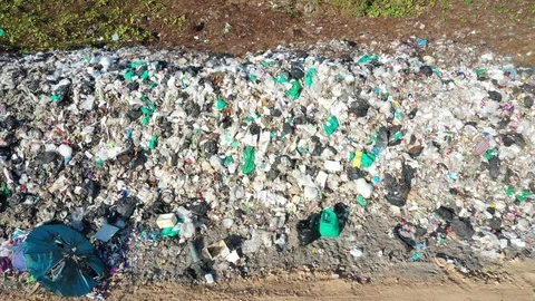 Plastic garbage dumped at landfill Stock Footage 123818319